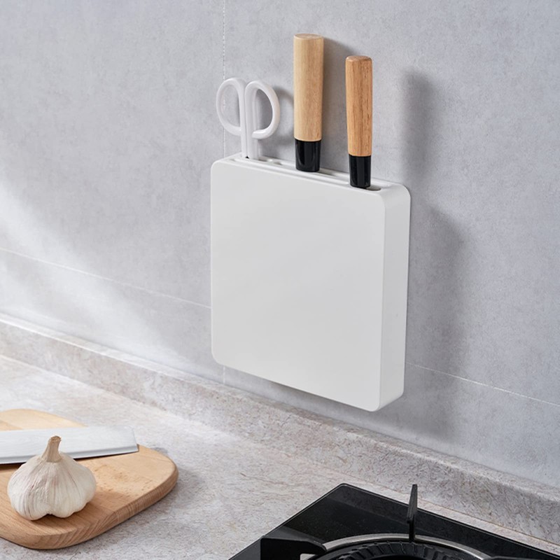 Wall Mounted Knife Block Holder 4 Slot, Self-Adhesive with Screws
