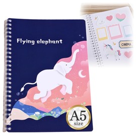 Ideamall Removable Sticker Book, Hand-held Sticker Notebook, Peel-off Paper Sticker Binder, Sticker Sheet (A5, Elephant)