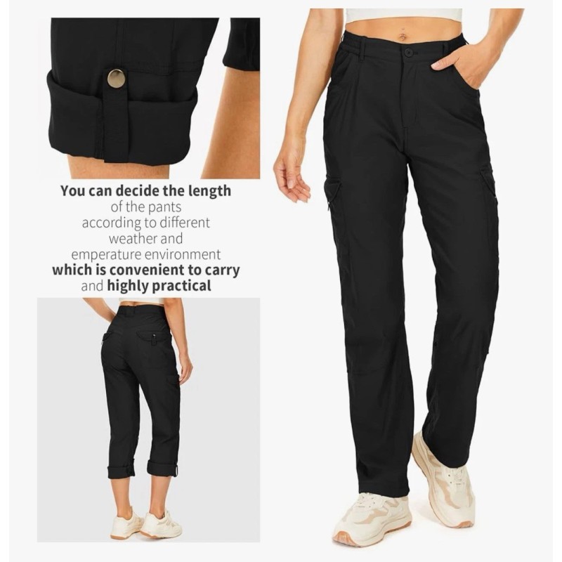 Toomett Womens Hiking Cargo Pants Convertible Quick Dry Waterproof 12