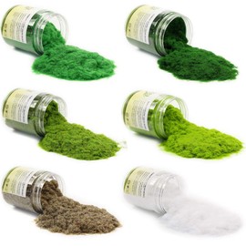 6X 35g Mixed 2mm-3mm Static Grass Terrain Powder Green Fake Grass Fairy Garden Miniatures Landscape Artificial Sand Table Model Railway Layout CFA5