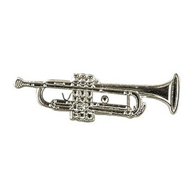 Metal Enamel Pin Badge Brooch Trumpet Jazz Band Music Silver Tone (Chrome plated)