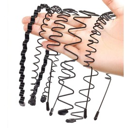 Wavy Metal Hair Bands Zig Zag Headbands, 5Pcs Non-Slip Spring Unisex Wavy Headwear Hairband,Black Wavy Spring Sports Headband,Metal Headband Spring Wavy Hair Band,Spring Wave Non Slip Mens Head Band
