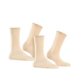 ESPRIT Women's Basic Pure 2-Pack Socks Breathable Organic Cotton Reinforced Women's Socks with Pressure-free Roll Waistband An Allrounder for Business and Everyday Plain in Multipack 2 Pairs, Beige