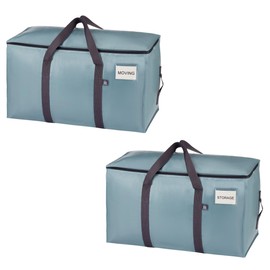 VENO 2 Pack Extra Large Moving Bags with Zippers & Carrying Handles, Heavy-Duty Storage Tote Moving Boxes for Space Saving and Packing (Light Blue, 2 Pack)
