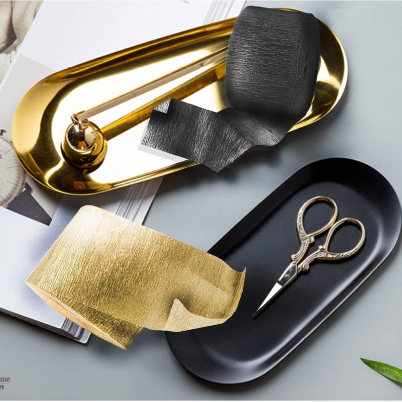 Black and Gold Crepe Paper Streamers (2 Rolls Each Color)