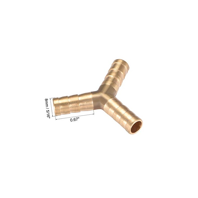 uxcell 8mm or 5/16" ID Brass Barb Splicer Fitting,Y-Shaped 3