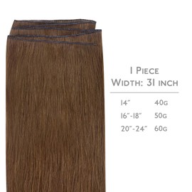 WENNALIFE Genius New Weft Hair Extensions Real Human Hair, 20" 60g Light Auburn Brown Sew in Hair Extensions Natural Luxury Remy Human Hair Extensions for Women Straight Invisible Extensiones Cabello