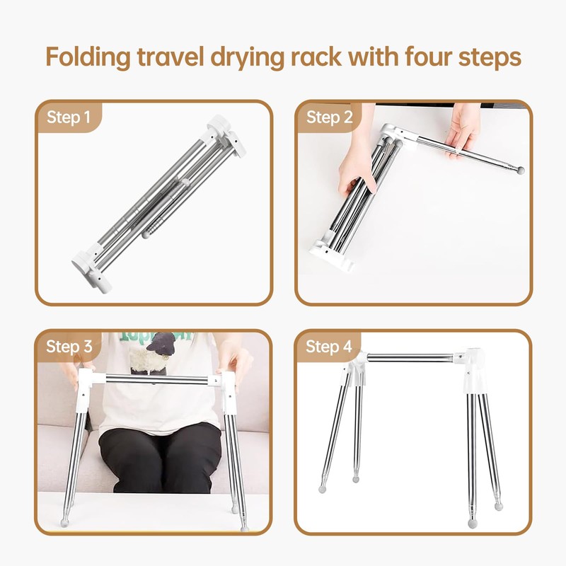 Heekaby Clothes Drying Rack Foldable, Stainless Steel Portable Clothes Rack
