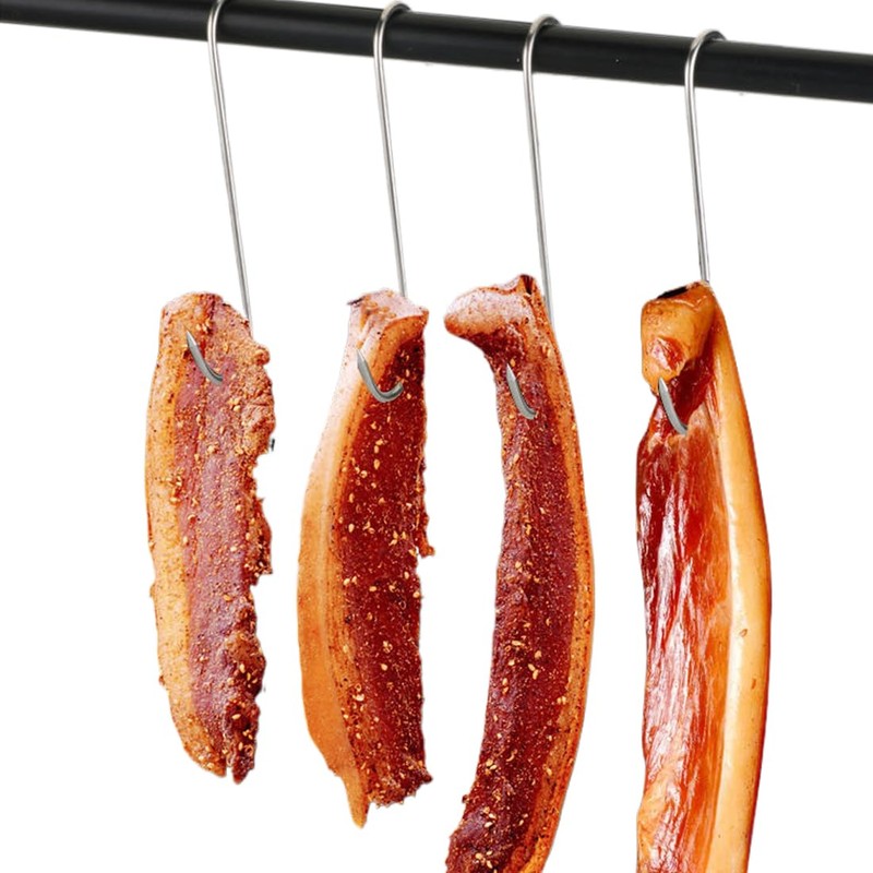 Stainless Steel Meat Hooks, 30 Pieces S-shaped Wall Hooks, Smoking