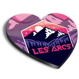 1x Heart MDF Magnet 6cm - Les Arcs Mountain Forest Moon - Fridge Locker Office Whiteboard Toolbox #60343