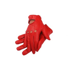 Genuine Leather Driving Gloves (Red, X-Large)