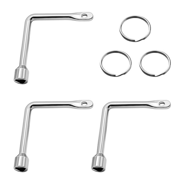 3-Piece Triangle Key Wrench and 3-Piece Key Ring, Anti-Rust Triangle