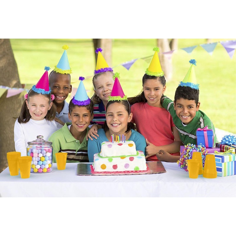 Yellow Disposable Plastic Cups - 100 Pack 12 Oz Plastic