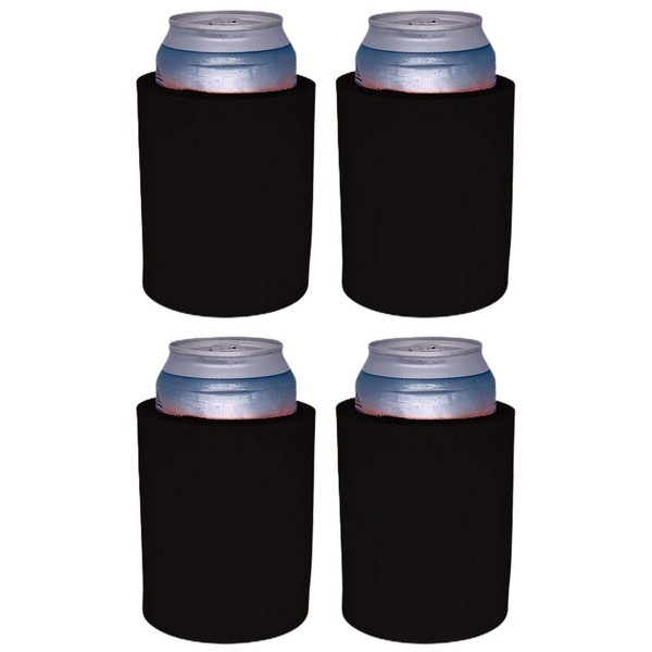 Blank Thick Foam"Old School" Style Can Coolers (4, Black)