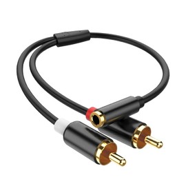 TRkin 3.5 mm Conversion Cable, 0.14 inch (3.5 mm) (female) to 2 RCA (Male) 11.8 inches (30 cm) Mini Plug Conversion Audio Line Red and White Y Type Heavy Duty Gold Plated Plug for Smartphones