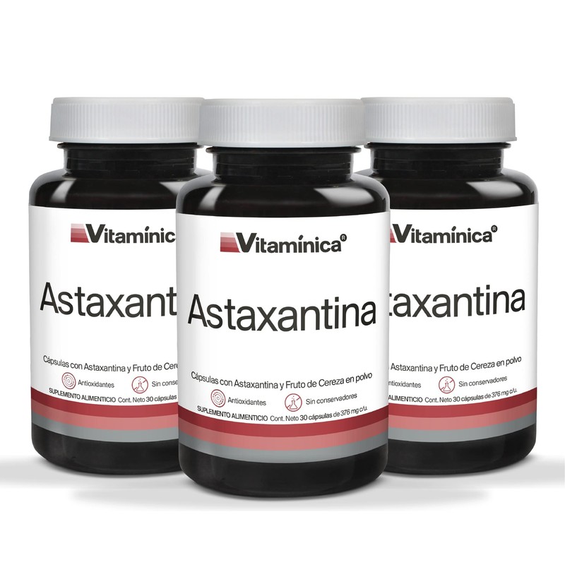 Vitaminica Astaxantina 20mg 90 Cápsulas Pack 3 Antioxidante