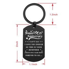 ENGZHI 25th Anniversary Keychain Gifts Women, 25 Down Forver To Go, Silver Wedding Anniversary Present Her Wife Girlfriend