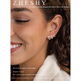 ZHESHY Gold Earrings Set Women's 3 Pairs 14K Gold-Plated Silver 925 Small Hoop Earrings Hanging Earrings with Zirconia Waterproof Hypoallergenic Golden Stud Multiple Piercings Jewellery for Women,