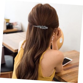 Baluue Retro Horn Hairpin Duckbill Clip Rhinestone Studded Bobby Pin Hair Styling Barrette Grey