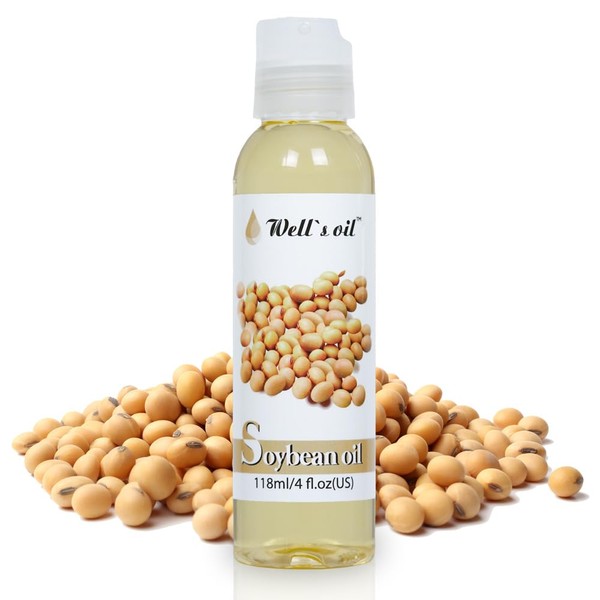 Well's 100% Pure Hair & Skin Soybean Oil | Natural Carrier Oil | For Hair, Eyelashes & Brows Growth | Moisturise, Strengthen Hair, Skin & Nails | Cold Pressed, 4 fl oz