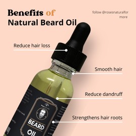 Roses Natural Roses Natural Beard Oil, 100% Natural Oils, Black Pepper and Mahogany Teakwood Scent (1 Oz)