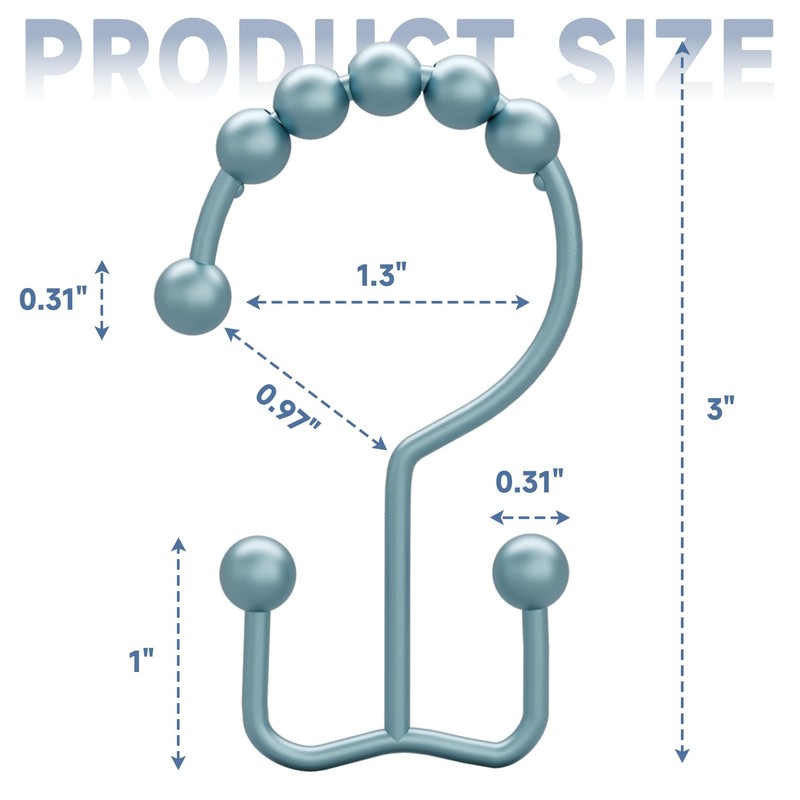 Titanker Shower Curtain Hooks Rings, Rust-Resistant Metal Double Glide Shower