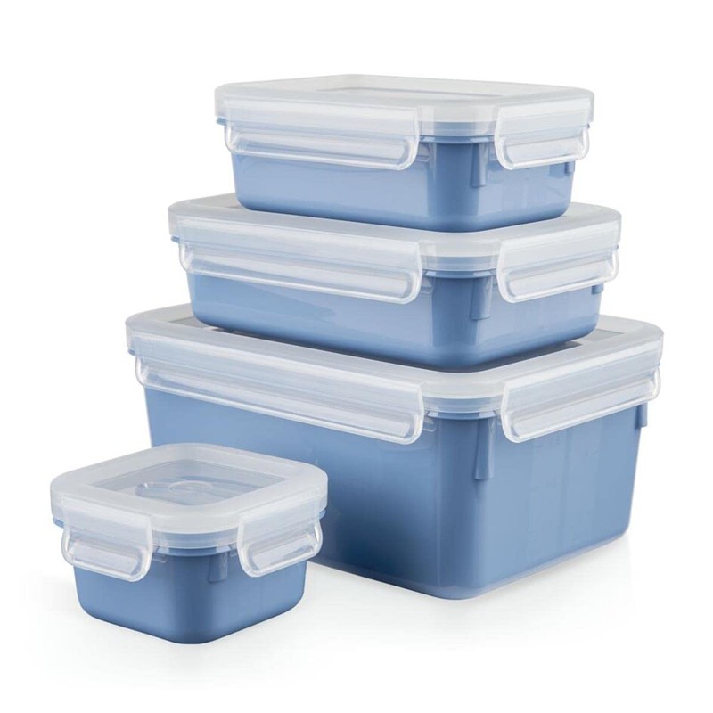 Tefal Masterseal Colour Edition Aqua Blue Rectangular 4-Piece 100% Airtight