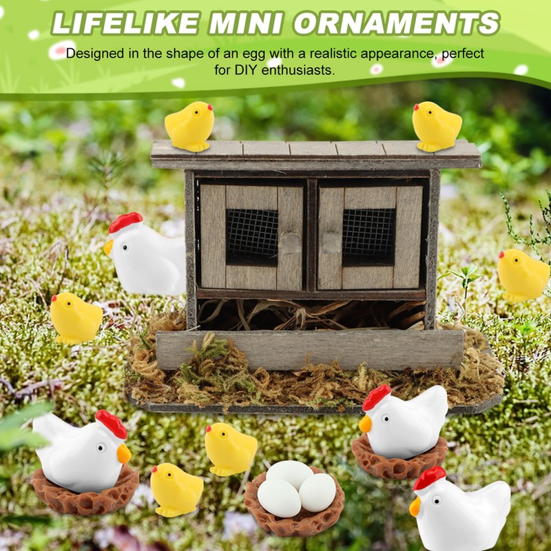 Fairy Garden Mini Chicken Coop Decor, 26-Piece Farm Scene Set