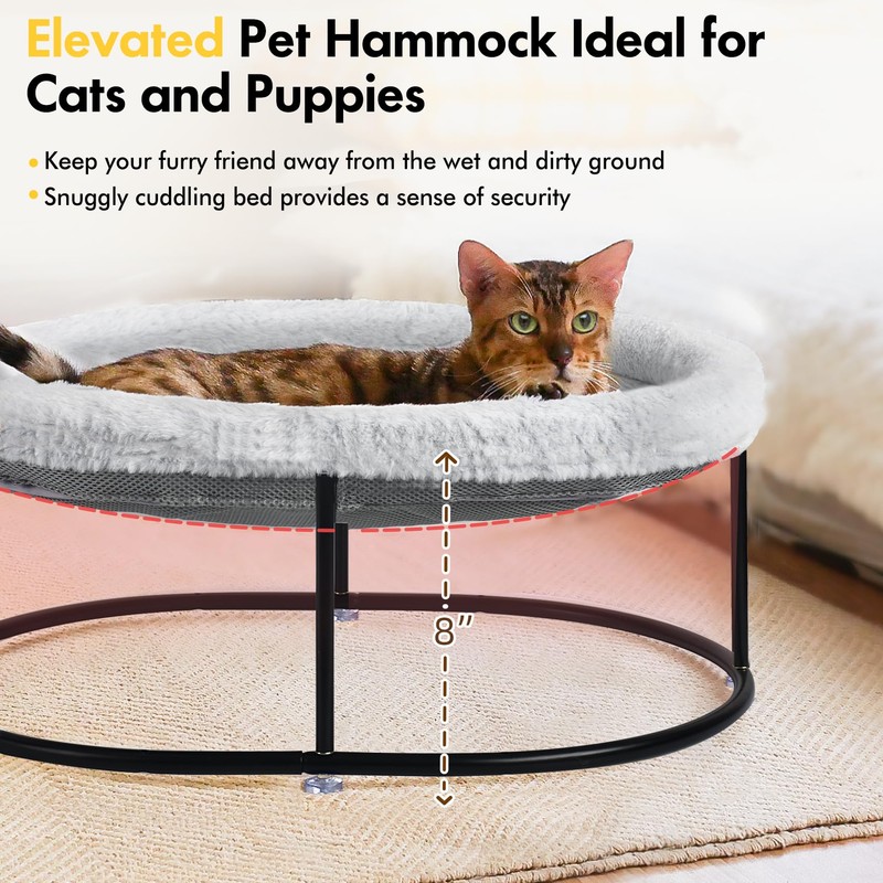 Zoratoo Elevated Cat Hammock Bed for Indoor Cats, Fluffy Warm