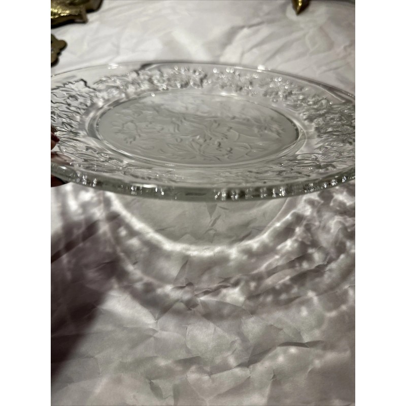 Princess House Fantasia Crystal Dinner Plate Frosted Center 10" 11