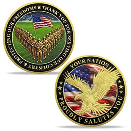 YGLLSSY Military Veterans Challenge Coins V-Shaped Victory Eagle Soldiers American Flag Commemorative Token Army Souvneir Thanks for Your Service Army Solider Collectible Gifts for Veteran Day