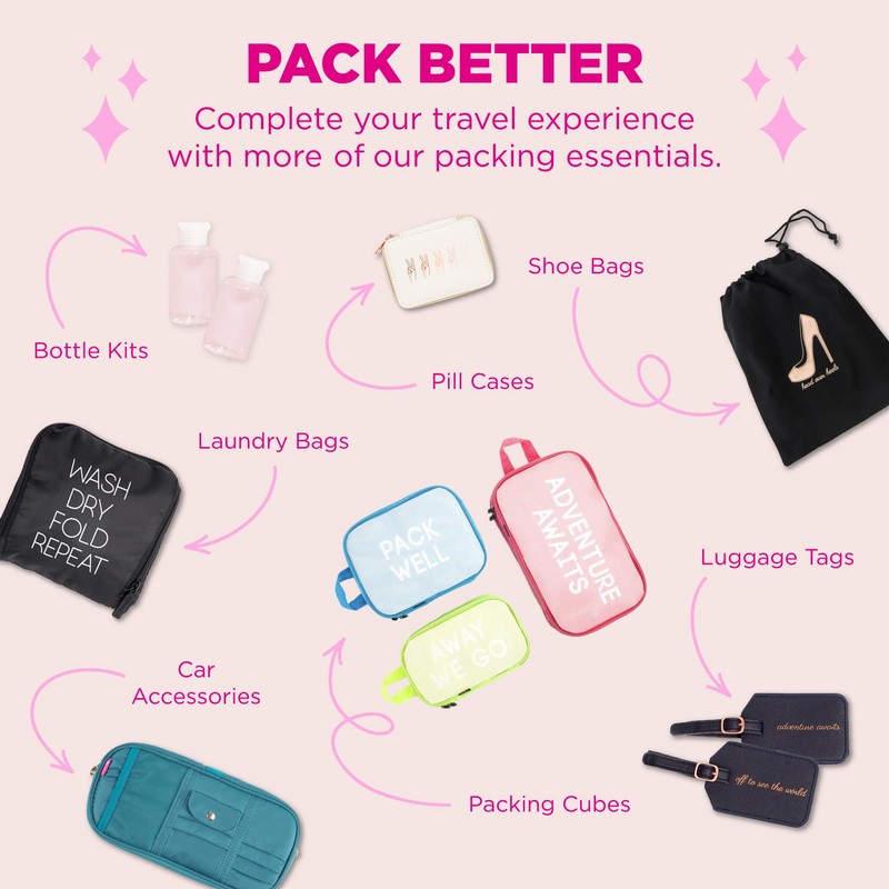 Miamica Women's Quart Sized Resealable Toiletry Bag & Travel Packing