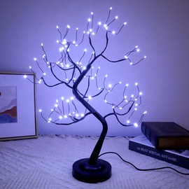 JOINTWIN LED Bonsai Tree Light,108L Fairy Tree Lamp,Adjustable & Black Branches LED Tree Lamp,USB & Battery Operated Fairy Light Tree for Home Decor & Holiday Decorations,Ideal Gift Ideas(White)