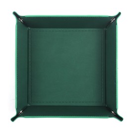 siduater Valet Tray Desktop Storage Organizer – Vegan Leather Catchall Tray Bedside Vanity Tray Nightstand Caddy Holder for Remote Controller, Watch, Keys, Phone, Wallet, Coin, Jewelry, Midnight Green