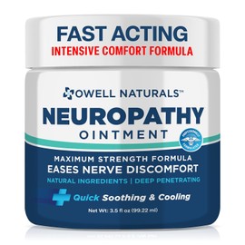 Owell Naturals Neuropathy Nerve Ointment for Feet, Fingers, Hands, Toes, Back, Legs & Arms - Fast-Acting Formula, Max Strength, Cooling Effect, 3.5 Fl Oz