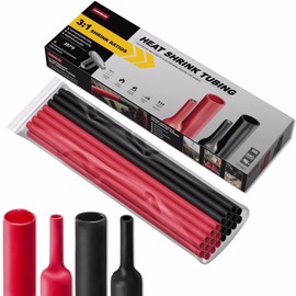 CUBEFELLER® 3/32 Inch (2.4mm) 40 Ft Waterproof Heat Shrink Tubing Kit,UL Listed,3:1 Marine Grade Adhesive Lined Heatshrink Tube,Insulation Sealing Oil-Proof,20 ft Black & 20 ft Red,ET4024BR