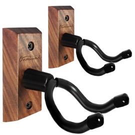 Onmiwod Ukulele Wall Mount Hanger 2 Pack, Black Walnut Wood U-Shaped Ukulele Holder Hanger, Ukulele Wall Mount Hook for Ukulele Banjo Mandolin Concert Pineapple Soprano Tenor and Baritone
