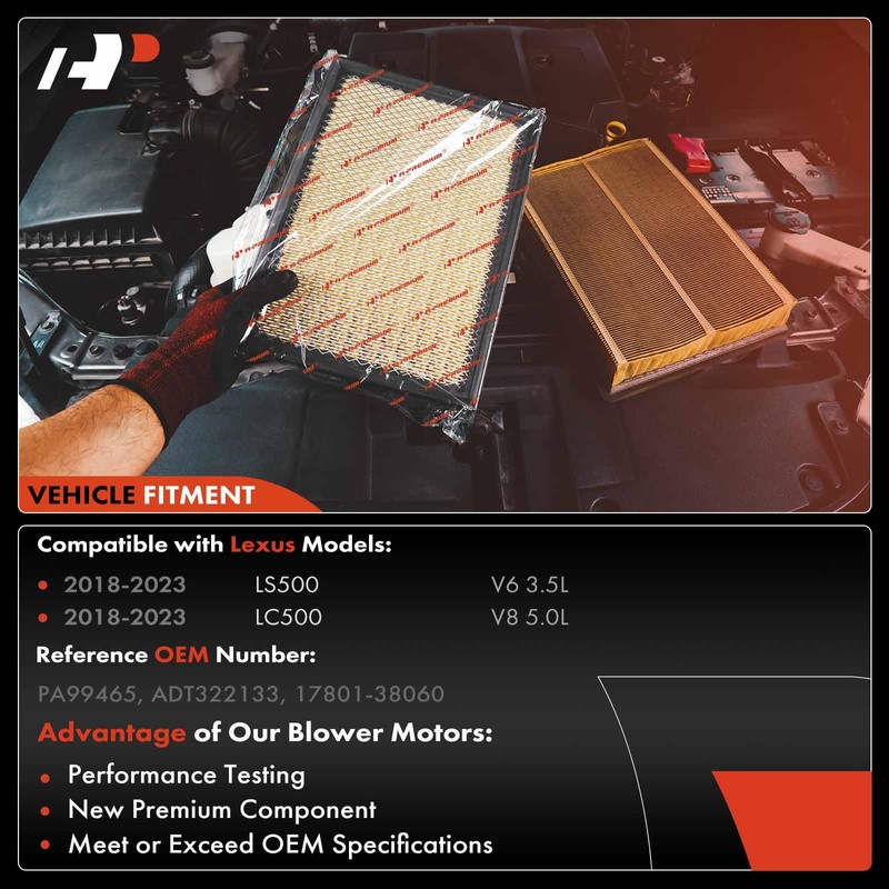 A-Premium 2-PC Engine Air Filter Compatible with Lexus LS500 2018-2023,