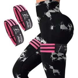 BFR Occlusion Bands for Women Glutes, Flow Restriction Bands for ,  &  Building, Workouts,  Fabric Resistance Bands for Squat  & Thigh - Color: Pink&Black