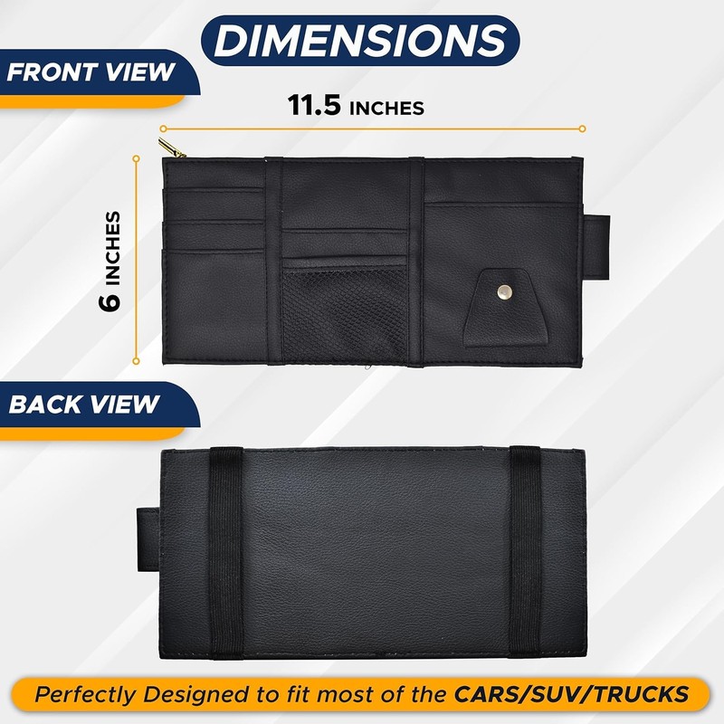 Soft Leather Sunglasses Case with Car Sun Visor Organizer, Auto