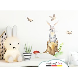 Little Deco DL212-2 Wall Sticker for Children's Room Girls Boys Decorative Wall Sticker Animals Rabbit Tree Wall Picture I (W x H) 49 x 49 cm I Sticker Baby Children's Playroom