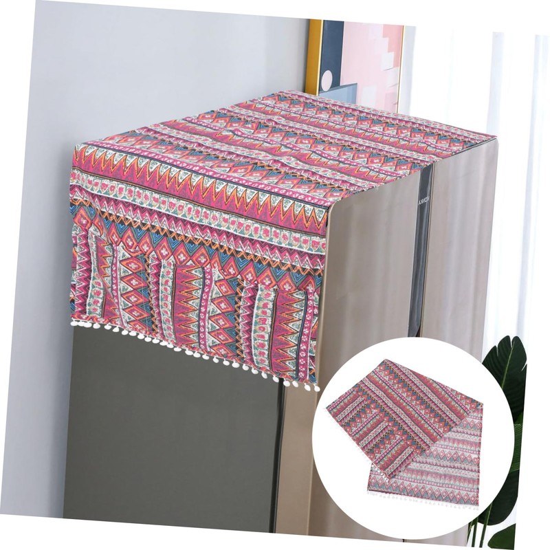 Gatuida Decorative Refrigerator Cover Red Triangle Design Dustproof Cloth for