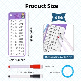 Multiplication Flash Cards 0-12 Times Table Flash Cards Multiplication Chart with 2 Dry Erase Markers Math Flash Cards for 1st to 3rd Grade Multiplication Game