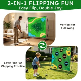 Battle Golf Chipping Game, 70"x70" Portable Chipping Mat, Indoor Outdoor Sticky Golf for Adults and Junior Golfer Training Practice, Unique Golf Gift for Friends Family Yard Target Game