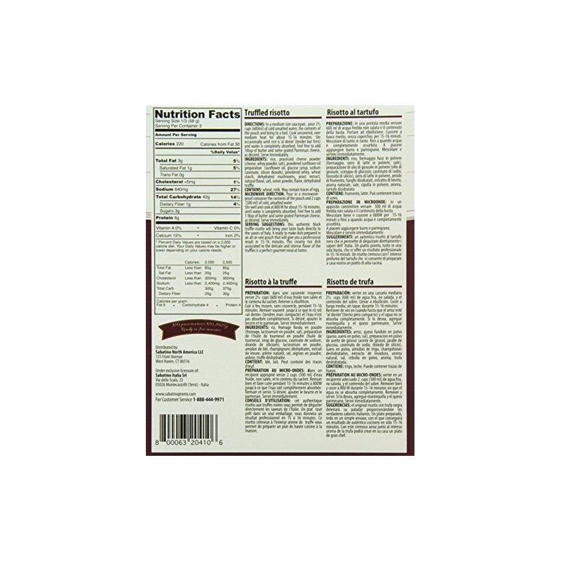 SABATINO PRONTO Truffle Risotto, 6.2 Ounce, Pack of 1