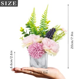 SWAVOKA Hydrangea Artificial Flowers, Pink Hydrangea Faux Flowers in Vase for Table Centerpieces, Desk and Home Decor