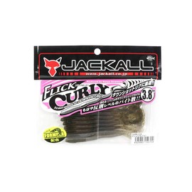 JACKALL Worm Flick Curly 3.8" Green Pumpkin Pepper Lure