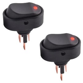 Powice 2 x LED Toggle Switch 12 V/30 A, Oval Self-Locking 3-Pin Switch with Red Light 12 V, Red LED Switch 12 V/30 A, Suitable for Installation in Homes, Cars and Electrical Devices