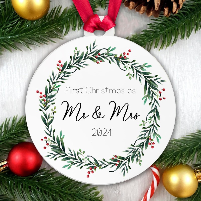 First Christmas as Mr and Mrs 2024 Wedding Bauble Christmas