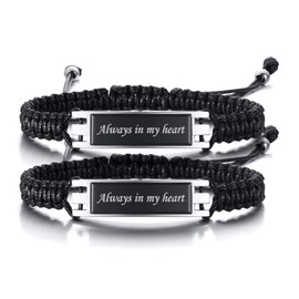 MPRAINBOW Adjustable Cremation Memorial Urn Bracelet - 2pcs Stainless Steel Cremation Manmade Braided Urn Bracelet Keepsake Urn Bracelet for Ashes with Fill Kit